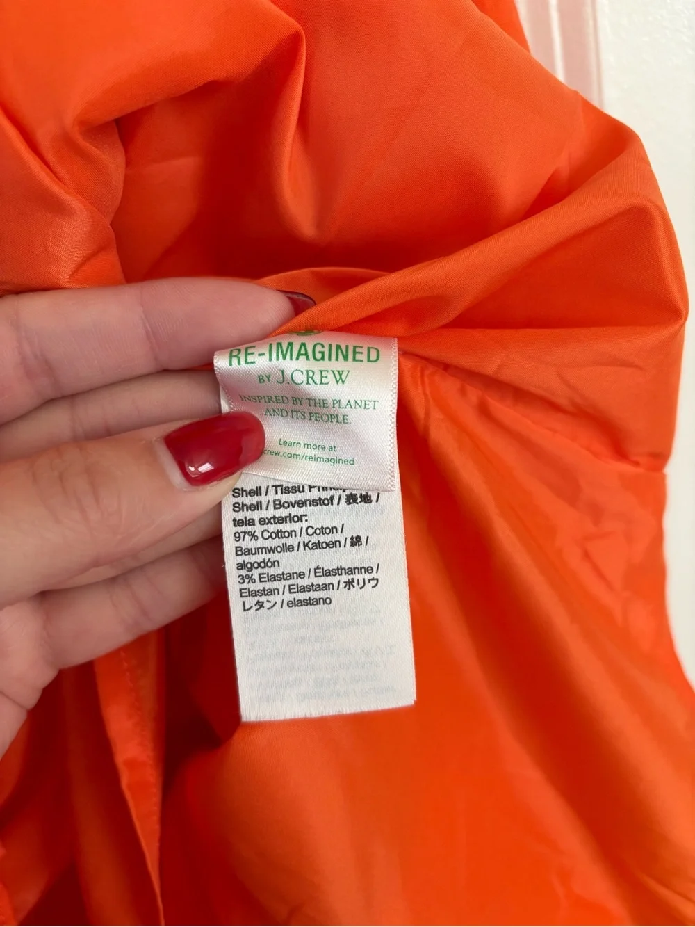 J. Crew Orange Ruffle Trim Mini Dress Cotton Poplin Size 24